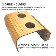 Foldable Bamboo Sofa Armrest Table with Cup Holder (2 colours available) by Habicare