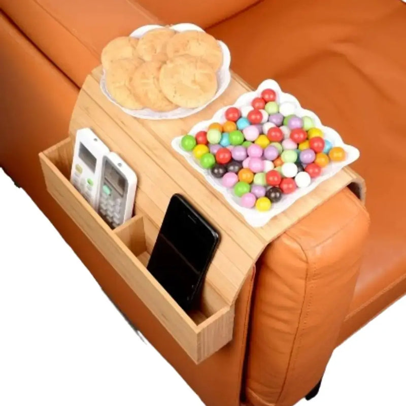 Foldable Bamboo Sofa Armrest Table with Cup Holder (2 colours available) by Habicare