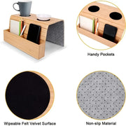 Foldable Bamboo Sofa Armrest Table with Cup Holder (2 colours available) by Habicare