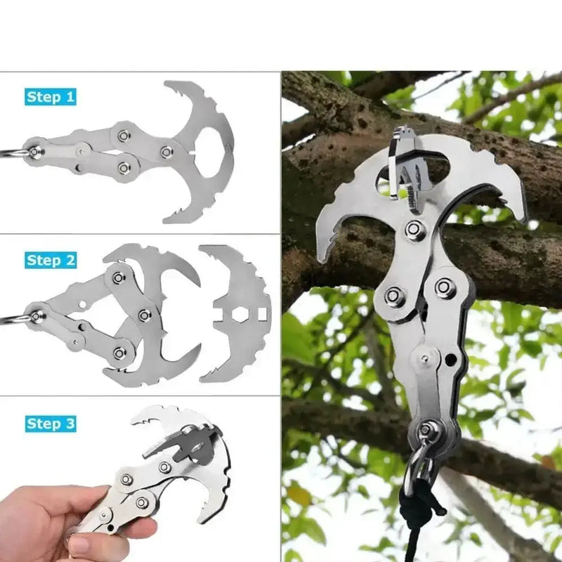 Folding Stainless Steel Grappling Hook – Outdoor Survival Tool by Habicare