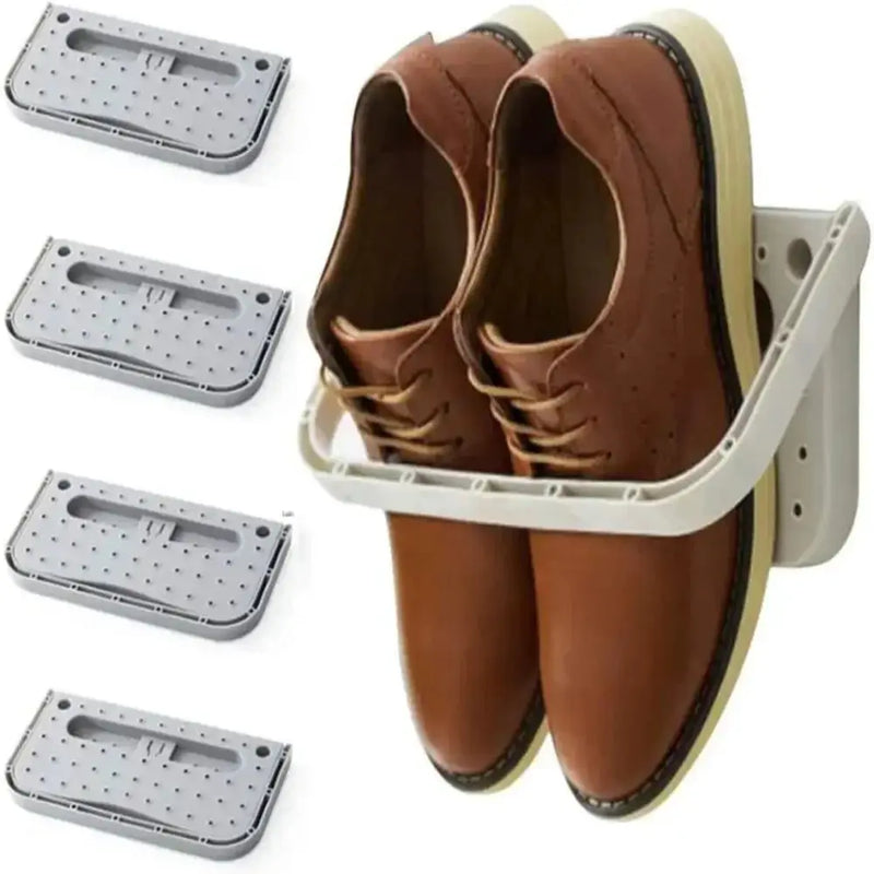 Folding Wall-Mount Shoe Organizer Rack (4PCS) by Habicare