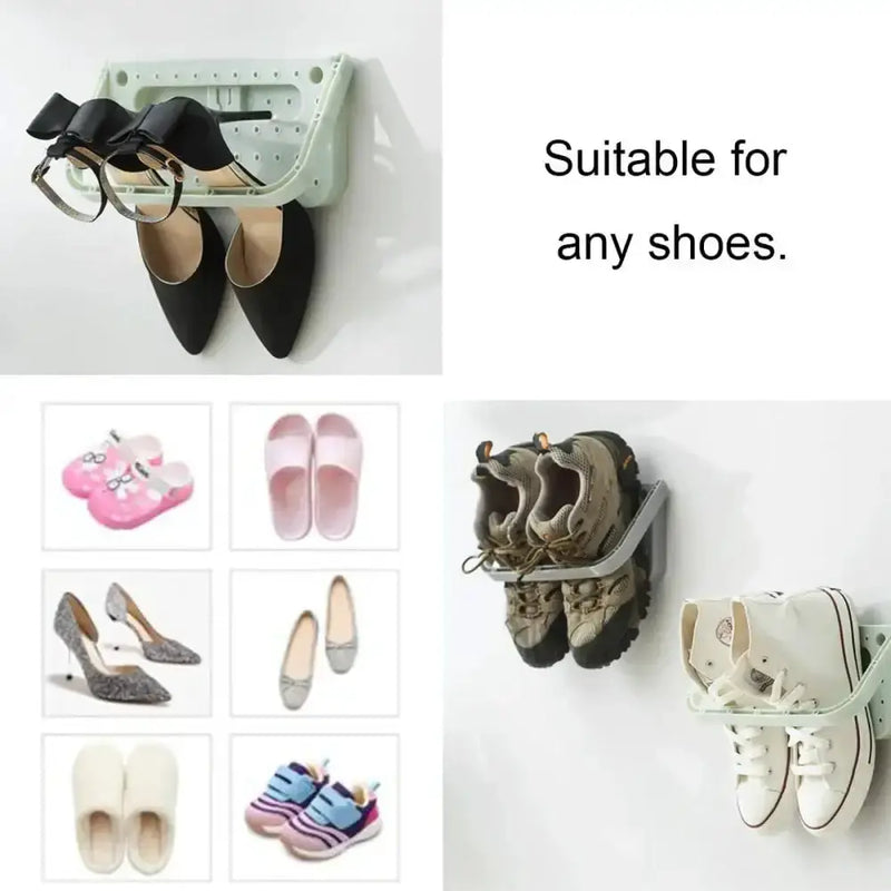 Folding Wall-Mount Shoe Organizer Rack (4PCS) by Habicare