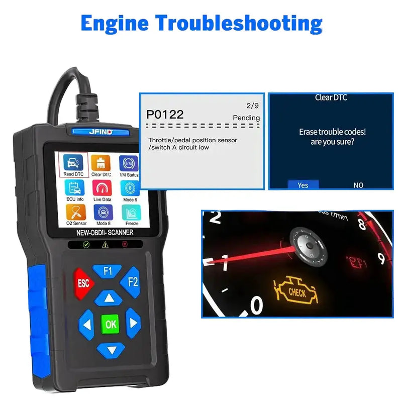 3-in-1 OBD2 Scanner & Battery Tester for Yamaha & Honda Vehicles by Habicare