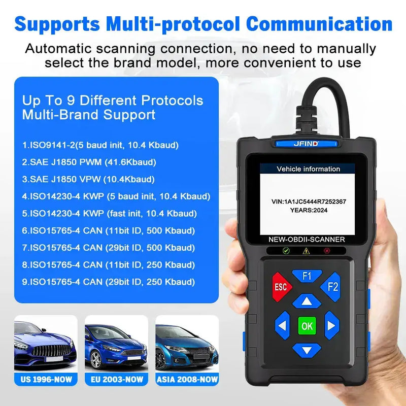 3-in-1 OBD2 Scanner & Battery Tester for Yamaha & Honda Vehicles by Habicare