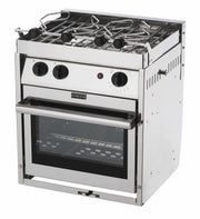 Force 10 - 2 Burner Subcompact Oven, stainless steel oven with burners and oven door for RV or boat cooking.