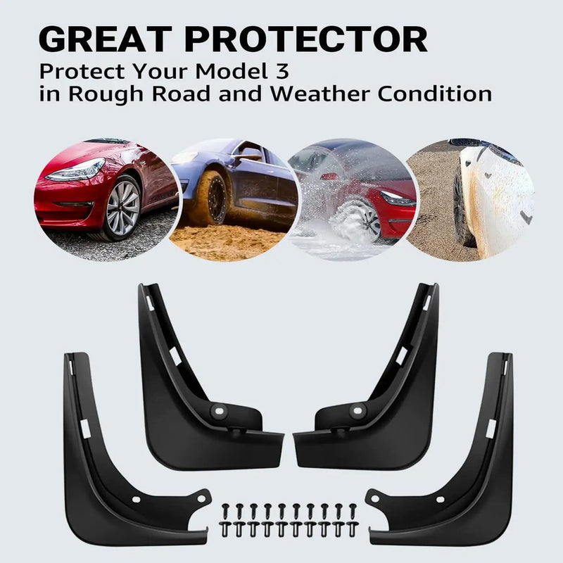 Mud Flaps Splash Guards Compatible with 2021 2022 2023 Tesla Model 3 by salelink.co.nz