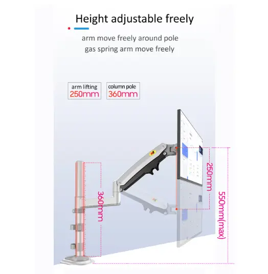 22''- 35'' Monitor Desk Mount Stand Full Motion Swivel Monitor Arm Gas Spring by salelink.co.nz