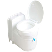 FREUCAMP Swivel Cassette Toilet complete with exterior door, lightweight PP material, wheels, and retractable handle.