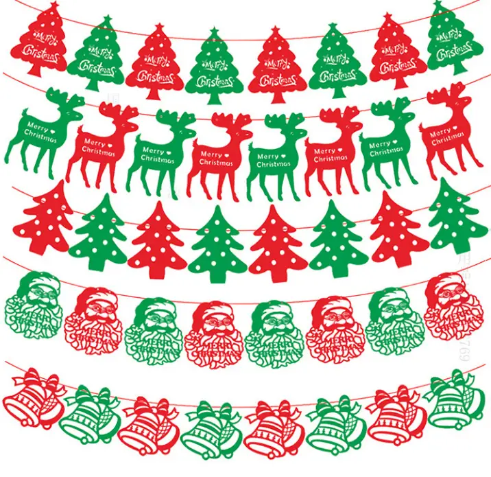 40PCS Merry Christmas Banner Decorations Bunting Sign by salelink.co.nz