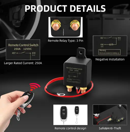 12V DC 200A Remote Battery Disconnect Switch Isolator Wireless for Car Truck RV by salelink.co.nz