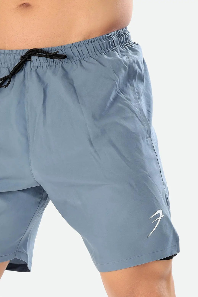 2 in 1 Compression Shorts Light Grey by Fuaark Nz