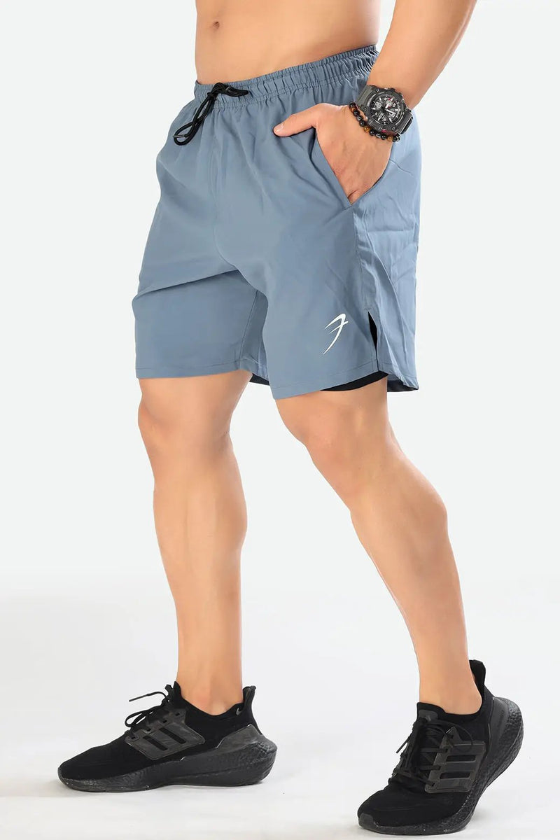 2 in 1 Compression Shorts Light Grey by Fuaark Nz
