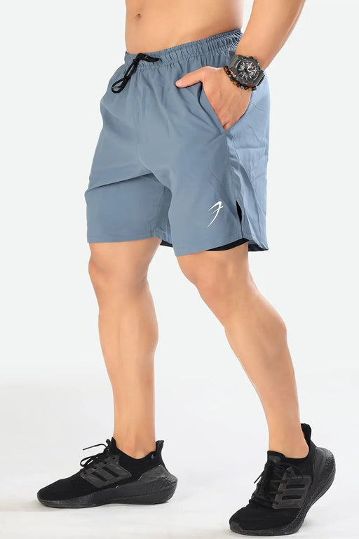 2 in 1 Compression Shorts Light Grey by Fuaark Nz