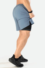2 in 1 Compression Shorts Light Grey by Fuaark Nz