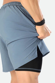 2 in 1 Compression Shorts Light Grey by Fuaark Nz