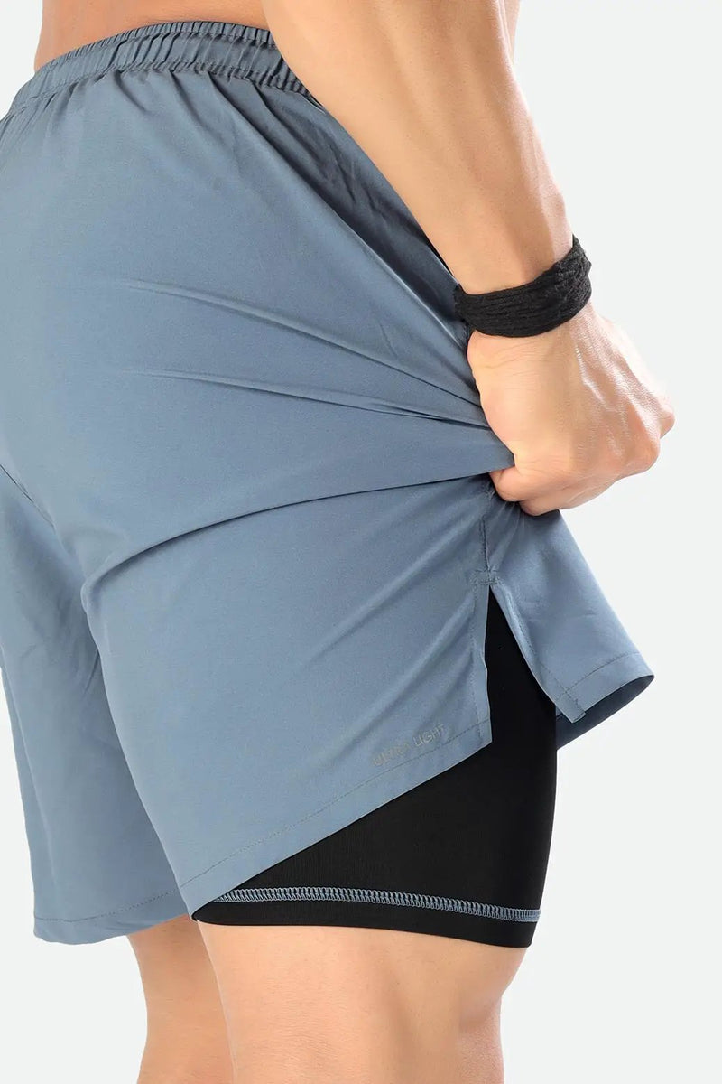 2 in 1 Compression Shorts Light Grey by Fuaark Nz