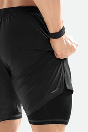 2 in 1 Compression Shorts Dark Grey by Fuaark Nz