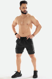 2 in 1 Compression Shorts Dark Grey by Fuaark Nz