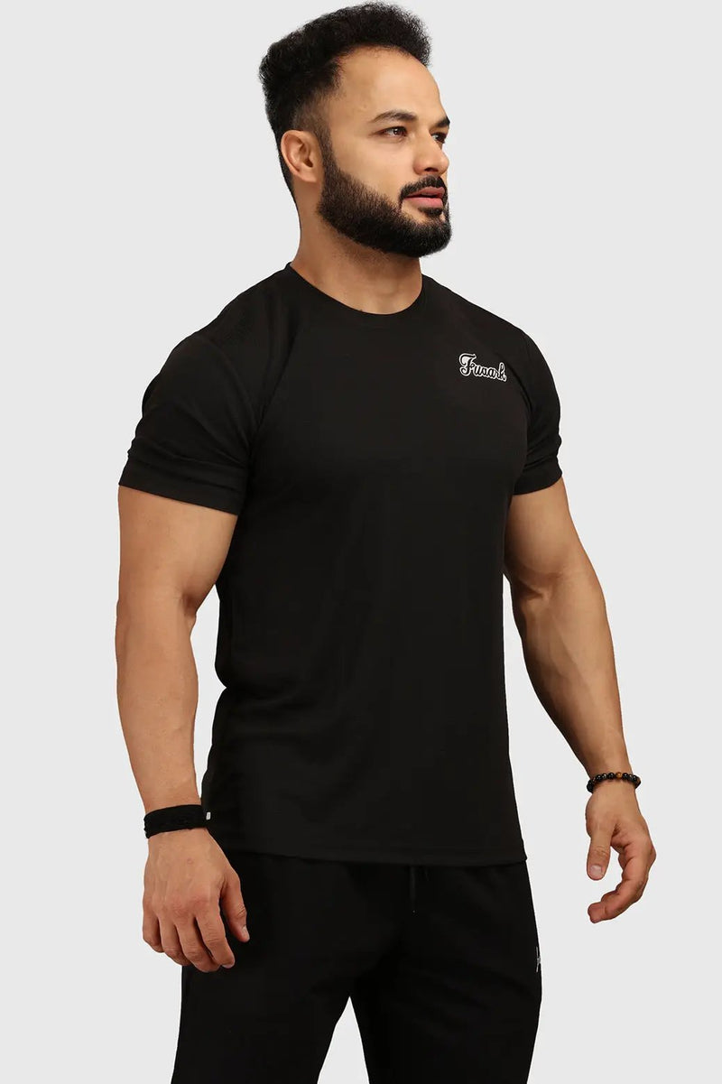 Checks Regular T-shirt Black by Fuaark Nz