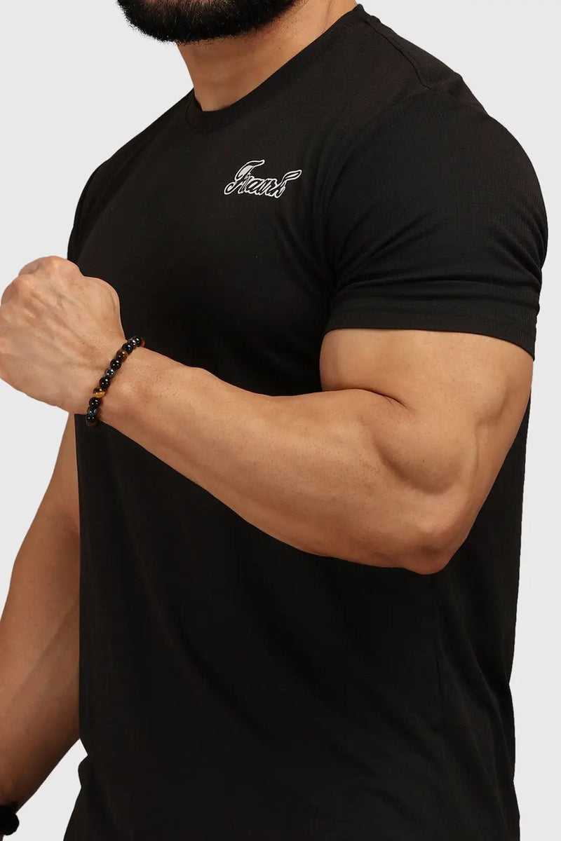 Checks Regular T-shirt Black by Fuaark Nz