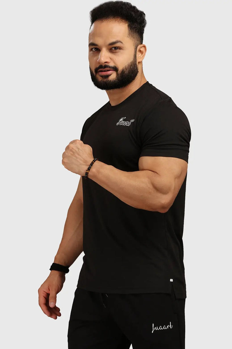 Checks Regular T-shirt Black by Fuaark Nz