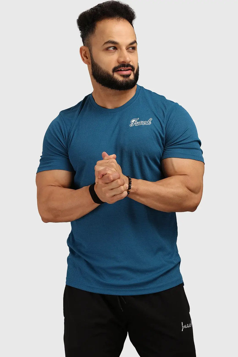 Checks Regular T-shirt Teal by Fuaark Nz