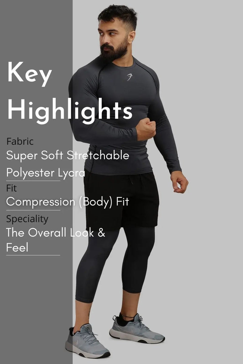 Compression Fullsleeves T-shirt Grey by Fuaark Nz