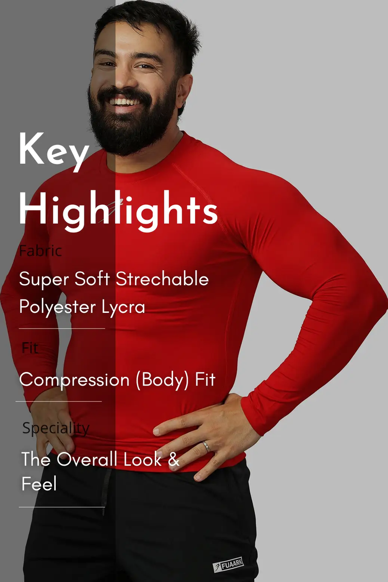 Compression Fullsleeves T-shirt Red by Fuaark Nz