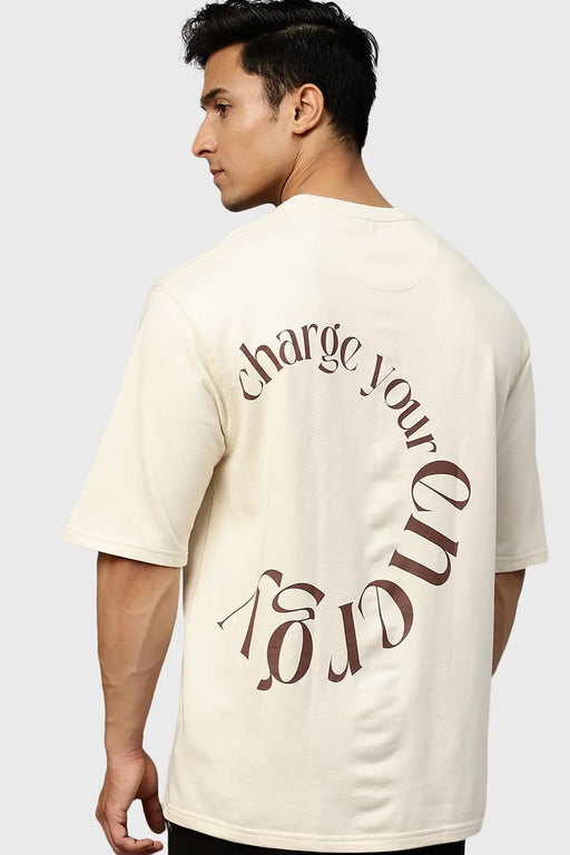 Energy Oversized T-shirt Beige by Fuaark Nz