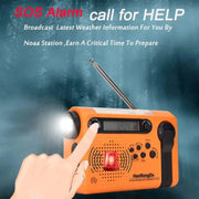 Full Band AM/FM/SW1/SW2 Radio, Torch, Solar Panel & Hand Crank - Power Bank by Habicare