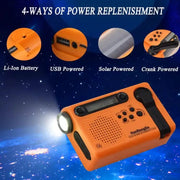 Full Band AM/FM/SW1/SW2 Radio, Torch, Solar Panel & Hand Crank - Power Bank by Habicare