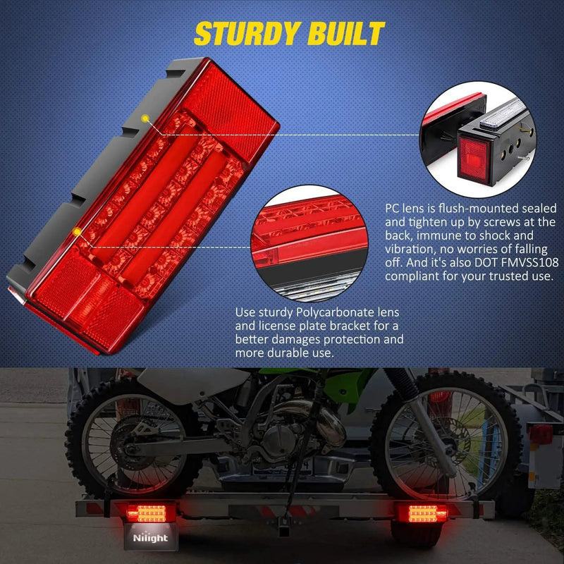 2PCS LED Trailer Lights Kit for 12V Trailer Boat Camper RV Trucks Snowmobile by salelink.co.nz
