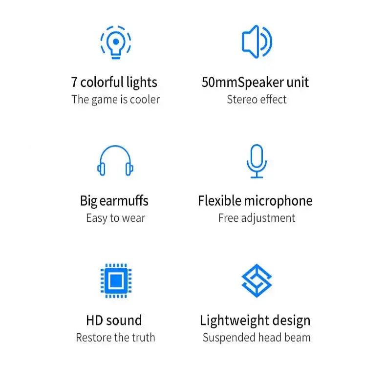 G58 G60 7.1 Gaming Headset with Mic & LED (3 colours available) by Habicare