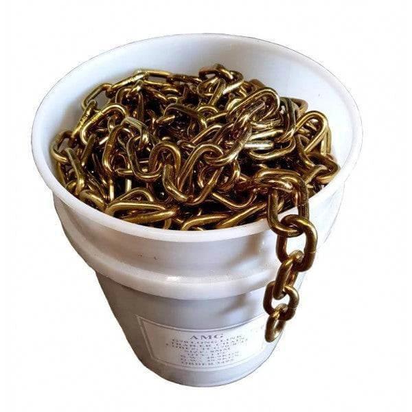 8mm 2.5T Trailer Chain - MTM 100m Drum in a white bucket for easy storage.