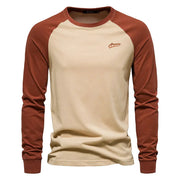 Men's Cotton Long Sleeve Color Block T-Shirt - Casual Comfort & Style by Mead's Supply & Equipment Outfitters limited