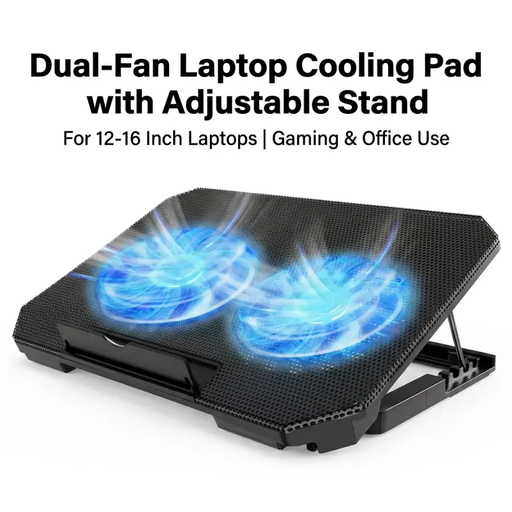 techplus Gaming Laptop Cooling Pad with Dual Silent Fans & Adjustable Height Gaming Laptop Cooling Pad with Dual Silent Fans & Adjustable Height