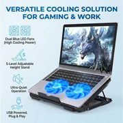 techplus Gaming Laptop Cooling Pad with Dual Fans | USB Cooling Stand for Laptop & Notebook Gaming Laptop Cooling Pad with Dual Fans | USB Cooling Stand for Laptop & Notebook