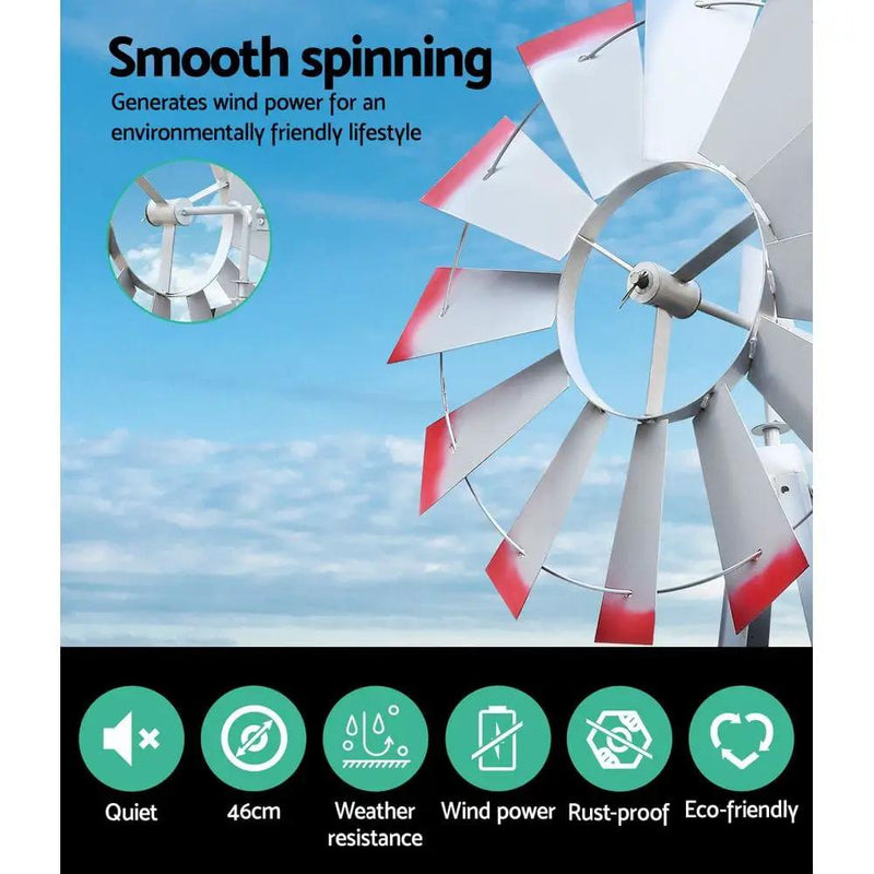 Garden Windmill 6FT 186cm Metal Ornaments Outdoor Decor Ornamental Wind Will by SportZone.co.nz