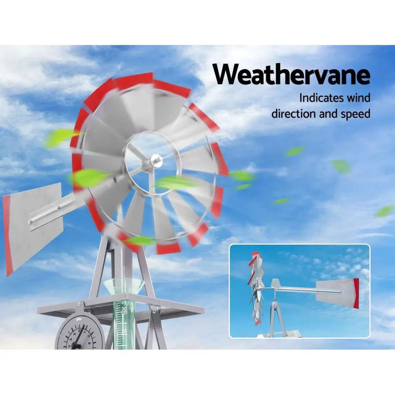 Garden Windmill 6FT 186cm Metal Ornaments Outdoor Decor Ornamental Wind Will by SportZone.co.nz