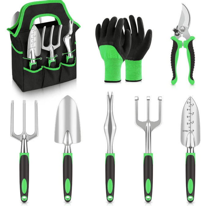 g8buynz Gardening Tool Set 8 Pcs Aluminum Garden Hand Tools Set Heavy Duty with Garden Gardening Tool Set 8 Pcs Aluminum Garden Hand Tools Set Heavy Duty with Garden