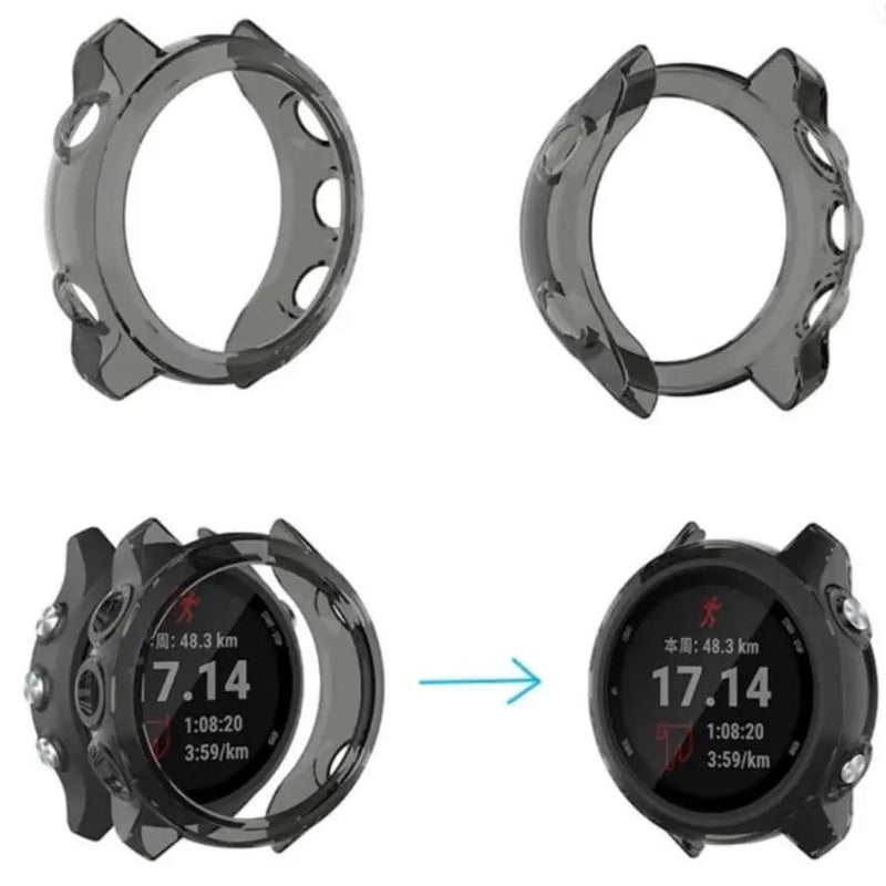 Clear Protective Case for Garmin Forerunner 645 Series (black) by That Watch Shop