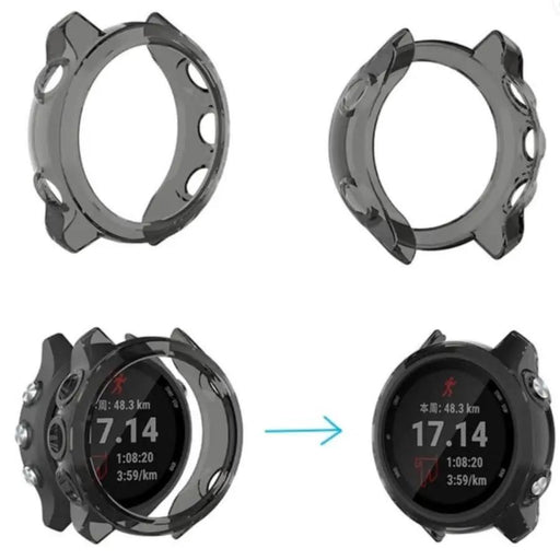 Clear Protective Case for Garmin Forerunner 645 Series (black) by That Watch Shop