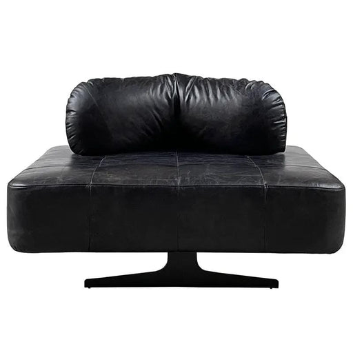 BroDeals Ottoman Leather Chair | Ottoman Slate Black Leather Chair | Ottoman Slate Black