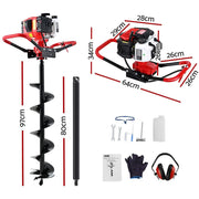Giantz 65CC Post Hole Digger 200mm Petrol Drill Auger Extension Bits by SportZone.co.nz