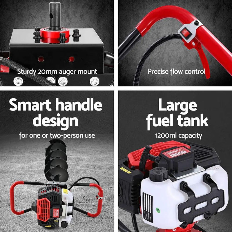 SportZone.co.nz Tools > Power Tools Giantz 65CC Post Hole Digger 200mm Petrol Drill Auger Extension Bits Giantz 65CC Post Hole Digger 200mm Petrol Drill Auger Extension Bits
