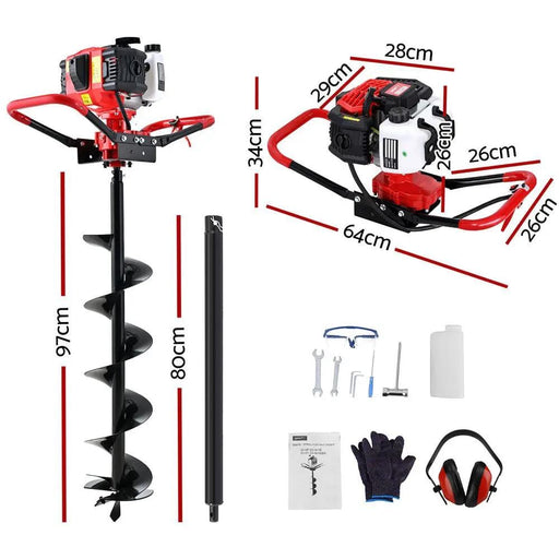 SportZone.co.nz Tools > Power Tools Giantz 65CC Post Hole Digger 200mm Petrol Drill Auger Extension Bits Giantz 65CC Post Hole Digger 200mm Petrol Drill Auger Extension Bits