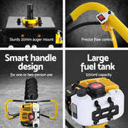 Giantz 74CC Post Hole Digger 200mm Petrol Drill Auger Extension Bits by SportZone.co.nz