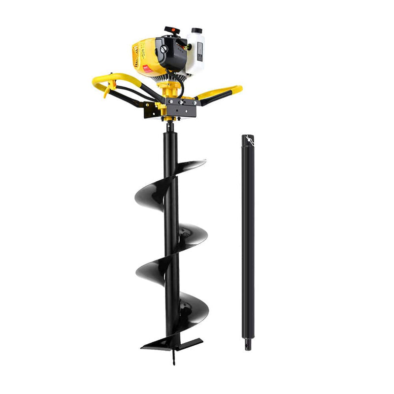 Giantz 74cc Post Hole Digger With 300mm Auger Extension Bits