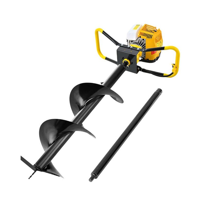 Giantz 74cc Post Hole Digger With 300mm Auger Extension Bits