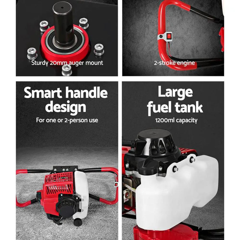 SportZone.co.nz Tools > Power Tools > Outdoor Power Equipment Giantz 80CC Petrol Post Hole Digger Motor Only Engine Red Giantz 80CC Petrol Post Hole Digger Motor Only Engine Red